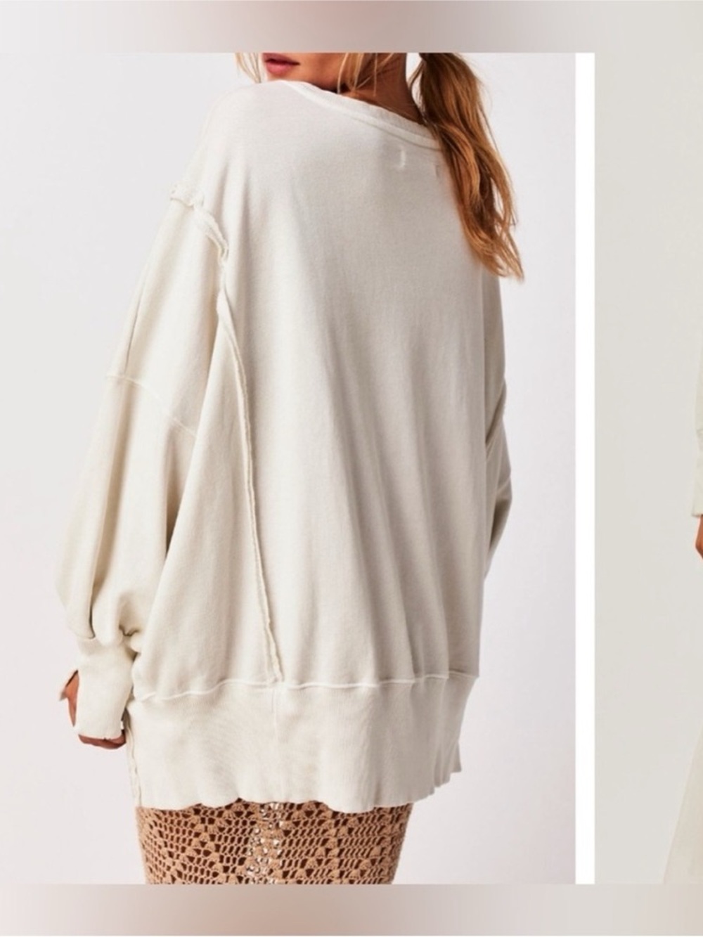 Free People We The Free Camden Sweatshirt in Delicacy/off white, Size S - Picture 7 of 7